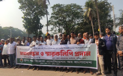 কুষ্টিয়ায় খুচরা সার বিক্রেতা–সাব-ডিলারদের মানববন্ধন ও স্মারকলিপি প্রদান