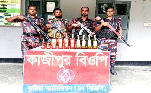 কুষ্টিয়া ও মেহেরপুর সীমান্তে বিজিবির জোরালো অভিযান: বিপুল পরিমাণ ভারতীয় অবৈধ পণ্য উদ্ধার
