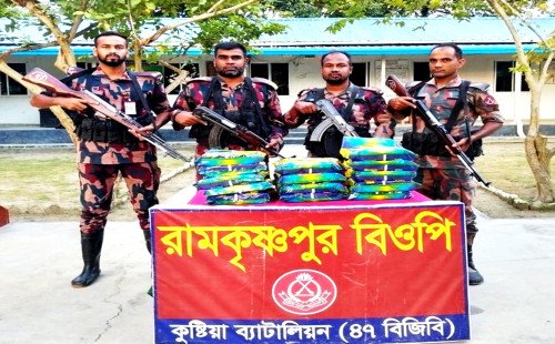 কুষ্টিয়া সীমান্তে বিজিবির পৃথক অভিযানে সাড়ে ৬ লাখ টাকার ভারতীয় মাদক ও চোরাচালানি পণ্য জব্দ